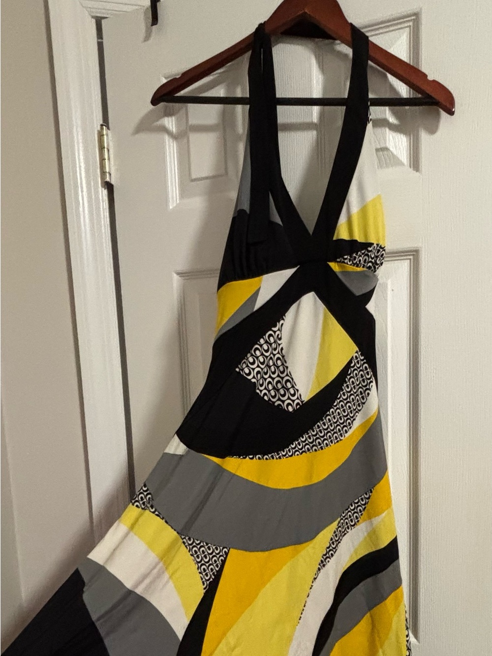 Yellow & Black Halter Maxi Dress